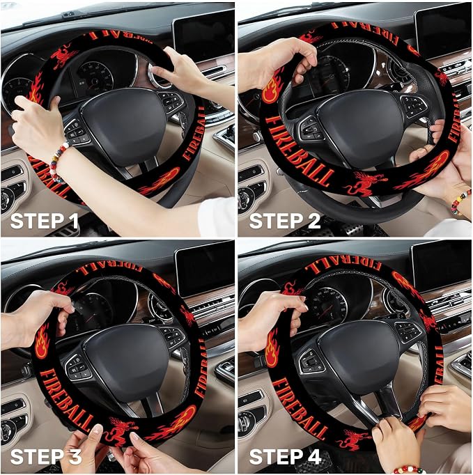 GENANY Drink Pattern Steering Wheel Cover, Non Slip Polyester Car Wheel Protector for Car SUV Truck, Universal 15 Inch