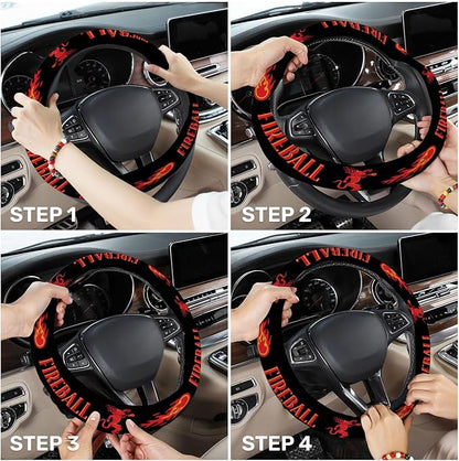 GENANY Drink Pattern Steering Wheel Cover, Non Slip Polyester Car Wheel Protector for Car SUV Truck, Universal 15 Inch