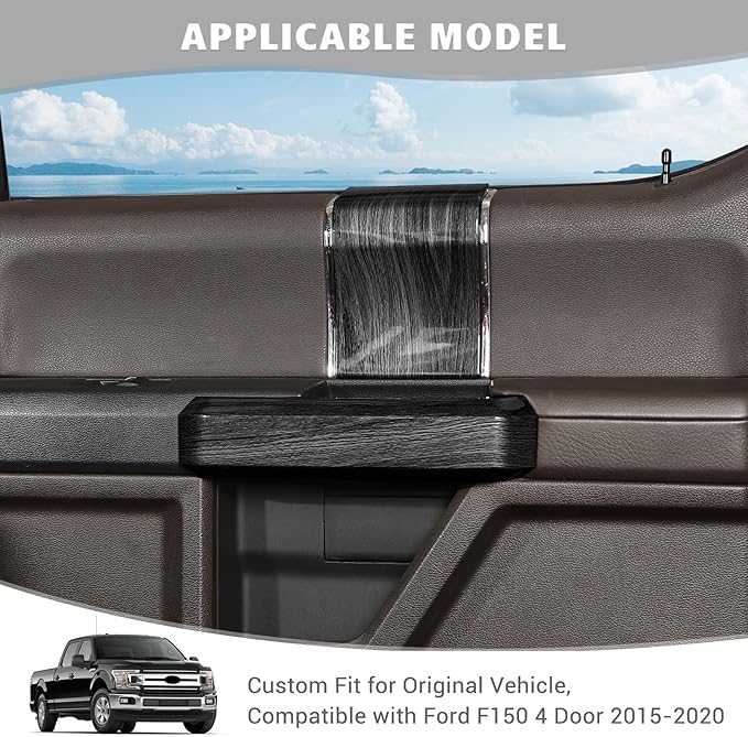 Jimen Compatible with Ford F150 4 Door 2015-2020, 8PCS Inner Door Handle Cover Trim Kits (Black Wood Grain)