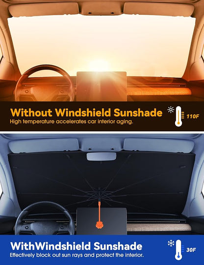 helloleiboo Car Windshield Sun Shade Umbrella,Colorful 360°Rotating Foldable Windshield Sun Shade Front Window Reflective Polyester Blocks Heat and Sun Sun Shade for Cars SUV