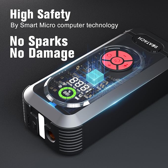 8000A Jump Starter with Air Compressor, 10-in-1 Car Battery Jump Starter Portable (10.0 Gas/10.0L Diesel), 150 PSI 12V Jump Box with Jumper Cables, LED Light, LED Display