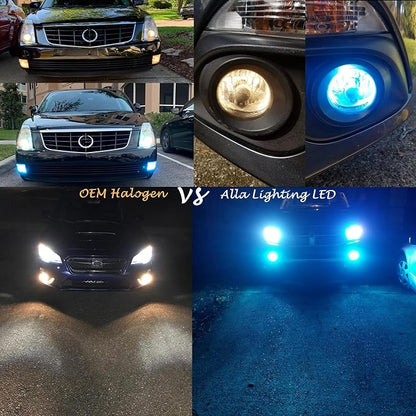 Alla Lighting 3800lm PGJ13 898 881 LED Bulbs Fog Lights or DRL, 8000K Blue Xtreme Super Bright 889 886 888 894 896 881X 881L H28 ETI-SMD 12V Replacement