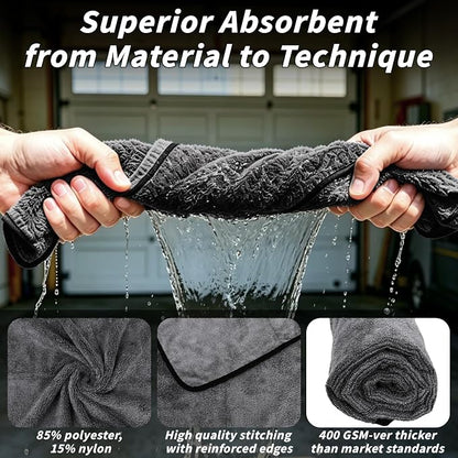 20 Pack Microfiber Towels for Cars, 24" x 16" Car Detailing Towels Dual Pile Quick Drying 400 GSM Microfiber Cleaning Cloths, Lint Free Scratch Free Car Drying Towels for Auto, Truck, SUV, RV & Boat