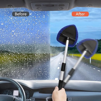 7 Pack Upgrade Car Windshield Cleaner Tool Bonnets, Microfiber Cloths for Inside Windshield Cleaning Tool Pads, Interior Windshield Cleaner Tool Replaceable Cleaning Bonnets, Fit 6.5”, Blue