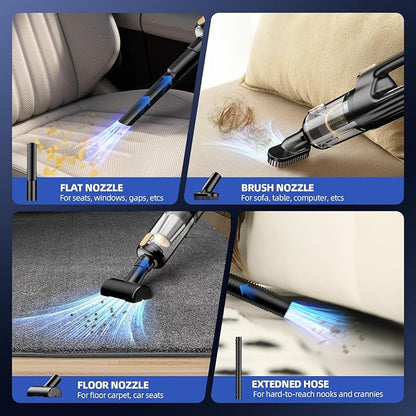 MONOZEL Mini Vacuum Cleaner for Car, 18000Pa 2 in 1 Vacuum Cleaner&Air Duster, 130W Brushless Motor Handheld Vacuum Cordless with 7800mAh Battery, LED Light, Multi-Nozzles for Home, Office, Pet