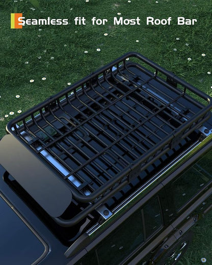 DEXSO 51" x 36" Universal Roof Rack Carrier Basket, 200 Lbs Capacity Roof Cargo Basket with Extension Luggage Holder Basket Heavy Duty for SUVs, Trucks, Vehicles