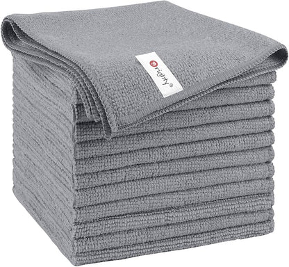 Orighty Microfiber Cleaning Cloth, 12 Pack Microfiber Towels for Cars, Highly Absorbent Car Cleaning Supplies, Lint Free Cloths Clean Rags for Car Care, House, Kitchen, 12x11 inch, Grey