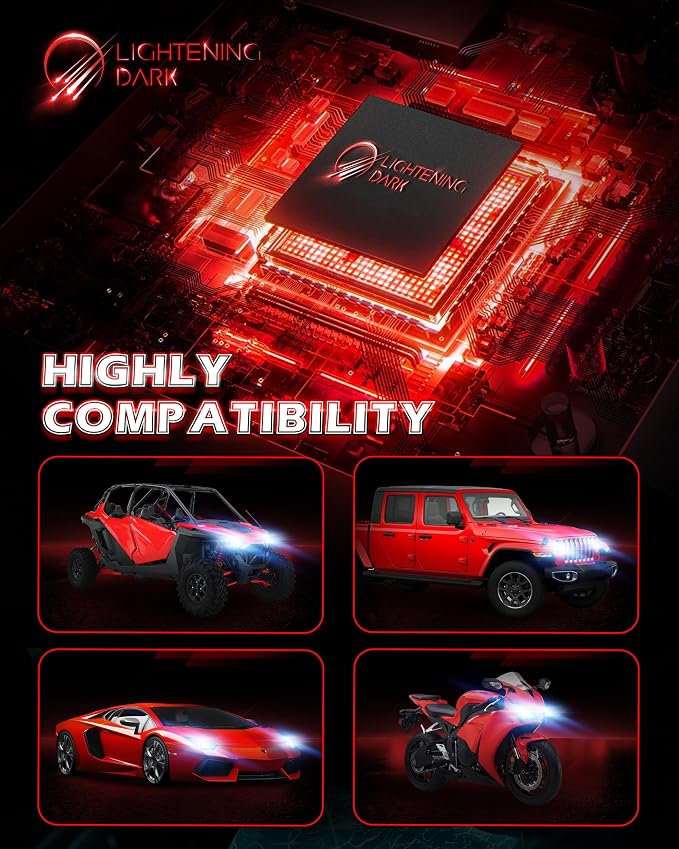 H13 9008 Fog, 9008/H13 Bulbs +400% Bright 6500K Xenon White 24000LM Fanless Wireless Plug and Play Compatible with F150 F250 F350 Gladiator Wrangler Ram1500/2500/3500 (Pack of 2)