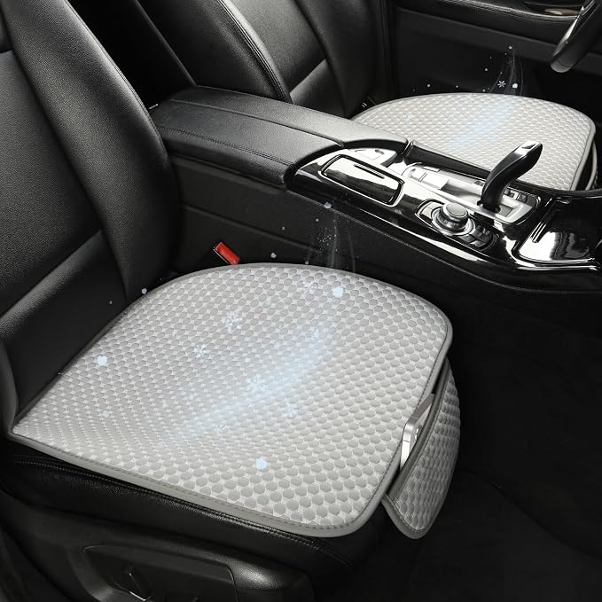 West Llama Ice Silk Front Car Seat Cover Protector Anti-Slip Bottom Seat Cover Fits 95% of Vehicles,Wrapping Around The Bottom,(Gray-2Pcs)