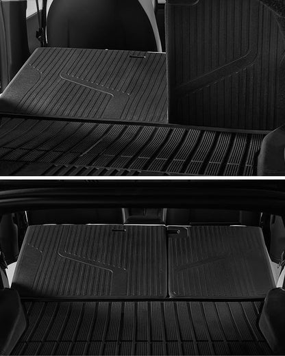 3W Tesla Model 3 Floor Mats 2026 2025 2024 with Metal Pedal, Full Set with Seatback Protector, Highland All Weather Custom Fit Rear Trunk Mat Accessories Black