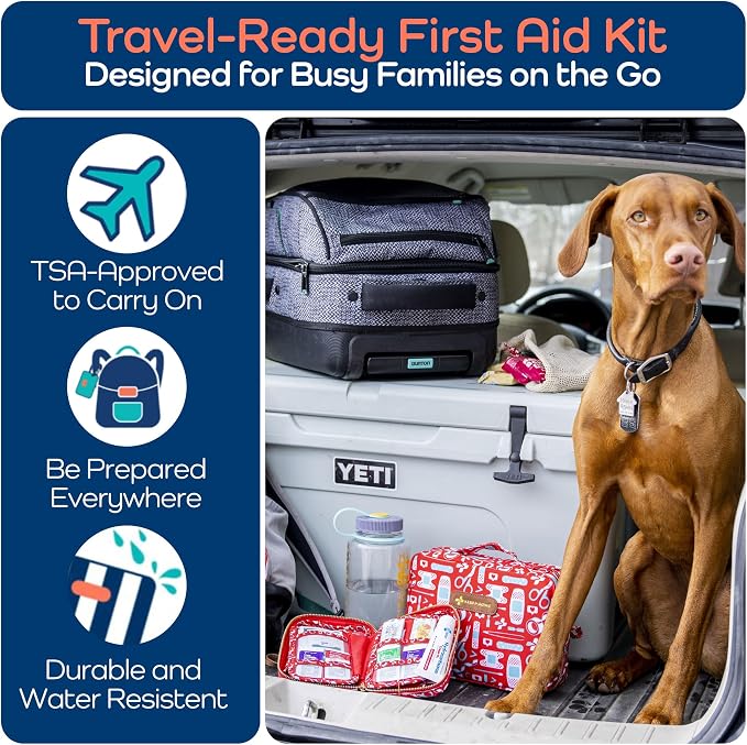 KeepGoing Travel First Aid Kit for Kids – 130 Pc. for Car, Home, Purse, Diaper Bag & Backpack with Latex-Free Bandages - Mini First Aid Kit Travel Size TSA-Approved