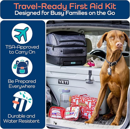 KeepGoing Travel First Aid Kit for Kids – 130 Pc. for Car, Home, Purse, Diaper Bag & Backpack with Latex-Free Bandages - Mini First Aid Kit Travel Size TSA-Approved