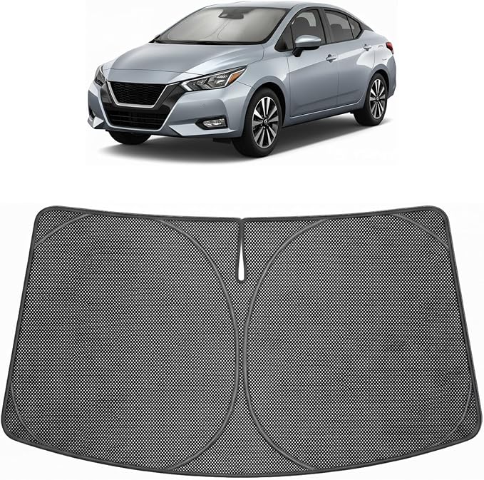 Proadsy Windshield Sun Shade Custom Fit Nissan Versa 2020-2026 Ice Crystal Black Front Window Sunshade UV and Heat Blocker Foldable Visor Keeps Car Cooler for Summer Parking and Daily Use