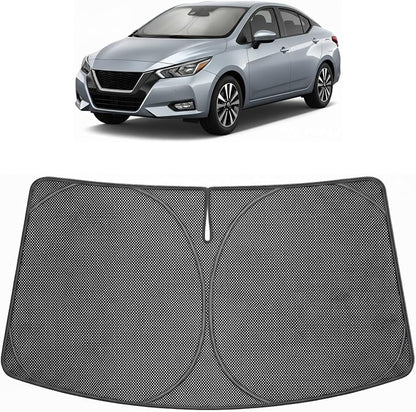 Proadsy Windshield Sun Shade Custom Fit Nissan Versa 2020-2026 Ice Crystal Black Front Window Sunshade UV and Heat Blocker Foldable Visor Keeps Car Cooler for Summer Parking and Daily Use