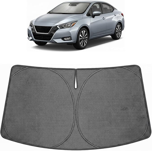 Proadsy Windshield Sun Shade Custom Fit Nissan Versa 2020-2026 Ice Crystal Black Front Window Sunshade UV and Heat Blocker Foldable Visor Keeps Car Cooler for Summer Parking and Daily Use