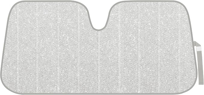 BDK Silver Glitter Car Windshield Sun Shade - Car Sun Visor Sun Shade for Windshield - Window Shades for SUV & Truck - Dash Cover Sun Protection Window Shade Accessories - 57" x 27"