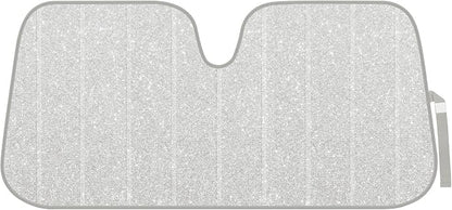 BDK Silver Glitter Car Windshield Sun Shade - Car Sun Visor Sun Shade for Windshield - Window Shades for SUV & Truck - Dash Cover Sun Protection Window Shade Accessories - 57" x 27"