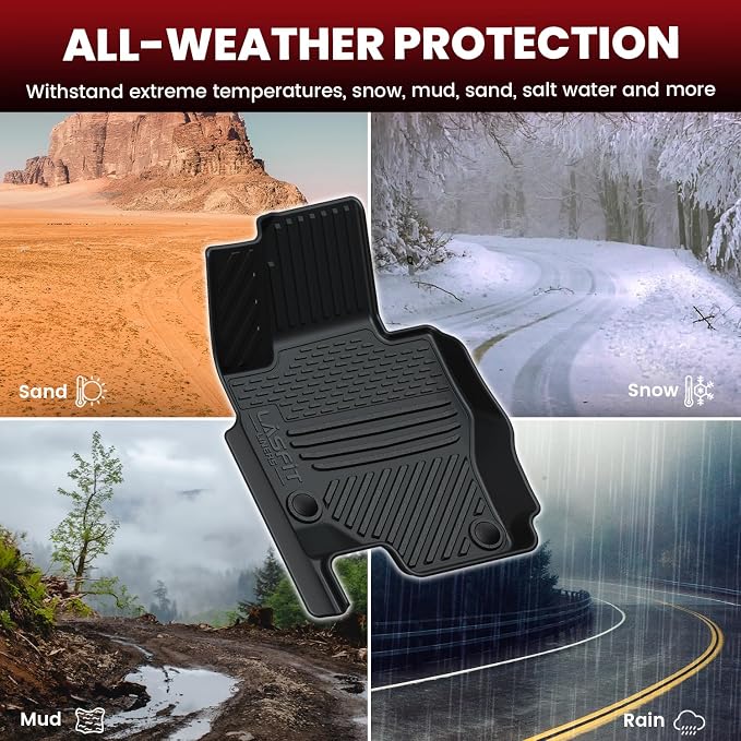 LASFIT Floor Mats Fit for Mercedes Benz GLS 450/580/63 AMG 2020-2026 (Only Fit 6 Seats with Center Console), All Weather TPE Floor Liners for Mercedes GLS 2020-2026, 1st & 2nd & 3rd Row Set