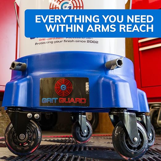 GRIT GUARD Bucket Dolly with Wheels - Rolling Detailing Wash Bucket with 5 Wheels and 2 Locking Casters Compatible with 2.5, 4, 5 and 6 Gallon Buckets (Pink, 2" Roller Bearing) - Made in the USA