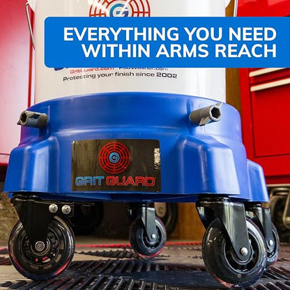 GRIT GUARD Bucket Dolly with Wheels - Rolling Detailing Wash Bucket with 5 Wheels and 2 Locking Casters Compatible with 2.5, 4, 5 and 6 Gallon Buckets (Pink, 2" Roller Bearing) - Made in the USA
