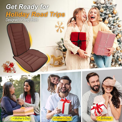kingphenix 5-Piece Memory Foam Car Seat Cushion Set with Full Back Support Pillow, Comfort for Long Drives & Road Trips, Universal Automotive Comfort for Most Car, Van, Truck, SUV, Brown