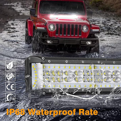 30 Inch Side Shooter LED Light Bar, Muto-Beam 450W Quad Row Light Bar LED Fog Lamp Off Road Driving Spot Flood Combo Work Lamp for Truck UTV ATV Pickup SUV Boat