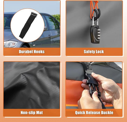 X AUTOHAUX 1000D PVC Waterproof Car Roof Bag Rooftop Cargo Carrier Bag Waterproof Luggage Carriers for Cars with or without Rack Anti-Slip Mat 6 Door Hooks - 15 Cubic Feet
