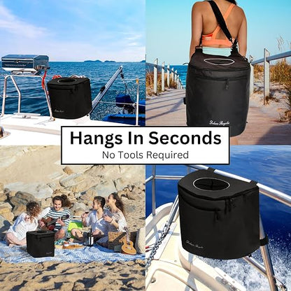 Collapsible Trash Can for Boating and Camping | Large, Durable, and Portable with Inner Bin - 8 Gallons - (Black)