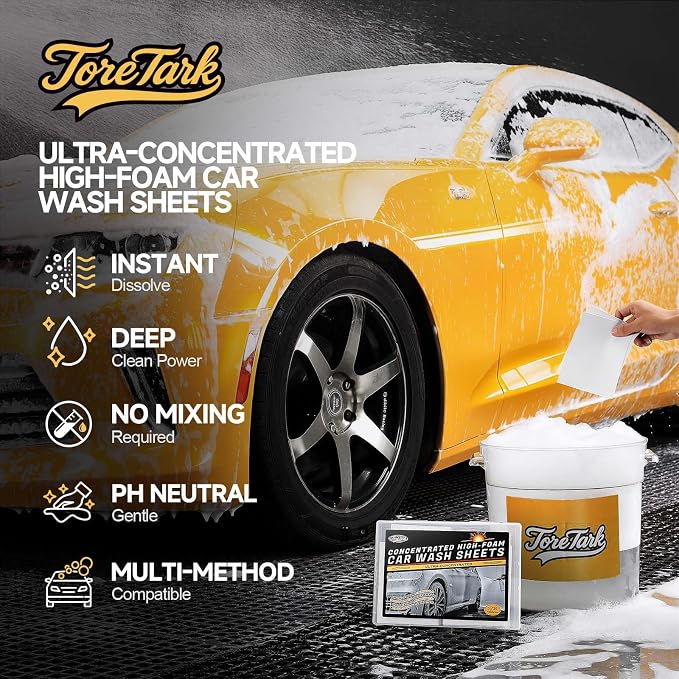 Car Wash Soap Strip 30 count, Concentrated High Foaming Car Soap, Instant Dissolves in 5 Seconds Greater Cleaning Action, No Mixing Safe Washes for Cars, Trucks, Motorcycles, RVs, and More