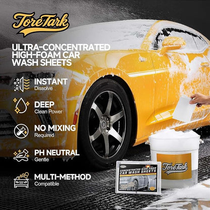 Car Wash Soap Strip 30 count, Concentrated High Foaming Car Soap, Instant Dissolves in 5 Seconds Greater Cleaning Action, No Mixing Safe Washes for Cars, Trucks, Motorcycles, RVs, and More