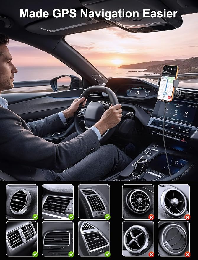 MOKPR Wireless Car Charger, Auto Clamping Car Charger Dash Windshield Air Vent Phone Holder Compatible with iPhone 17 16 15 14/13/13 Pro/12 pro/12/11/X/8, Samsung S24/S23/S22