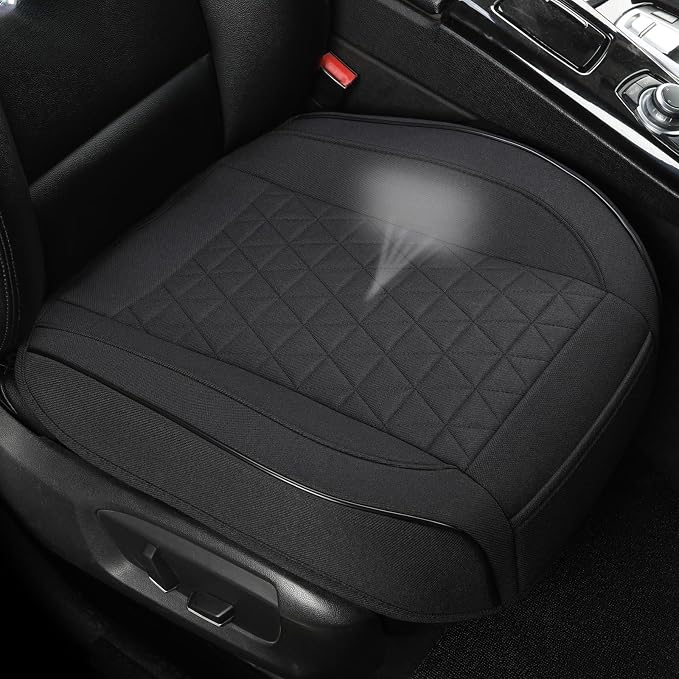 West Llama Linen Front Car Seat Cover Protector Anti-Slip Bottom Seat Cover Fits 95% of Vehicles,Wrapping Around The Bottom,Triangular Pattern(Black-1Pcs)