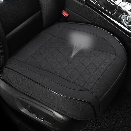 West Llama Linen Front Car Seat Cover Protector Anti-Slip Bottom Seat Cover Fits 95% of Vehicles,Wrapping Around The Bottom,Triangular Pattern(Black-1Pcs)