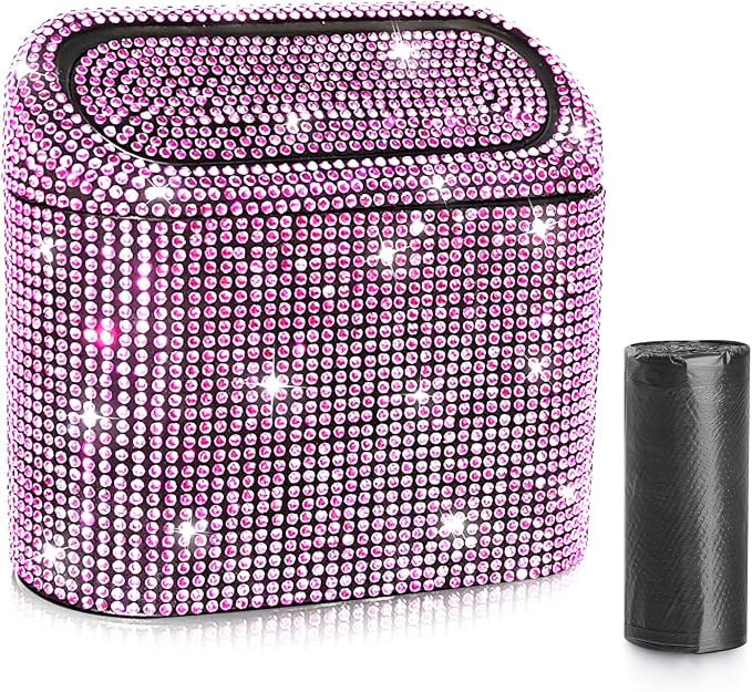 Accmor Car Trash Can with Lid, Mini Auto Dustbin Garbage Can, Car Accessories for Interior, Vehicle Can Garbage Bin with 30pcs Trash Bags, Multipurpose Organizers for Home, Office, Cars, SUV, Truck