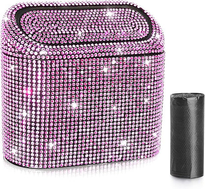 Accmor Car Trash Can with Lid, Mini Auto Dustbin Garbage Can, Car Accessories for Interior, Vehicle Can Garbage Bin with 30pcs Trash Bags, Multipurpose Organizers for Home, Office, Cars, SUV, Truck