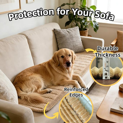 Dog Car Seat Cover, Pet Couch Covers for Car and Sofa, Non-Slip Backseat Pet Bed Mat, Machine Washable, Soft Plush Travel Seat Protector with Portable Storage Bag (Brown,23.6''×82'')