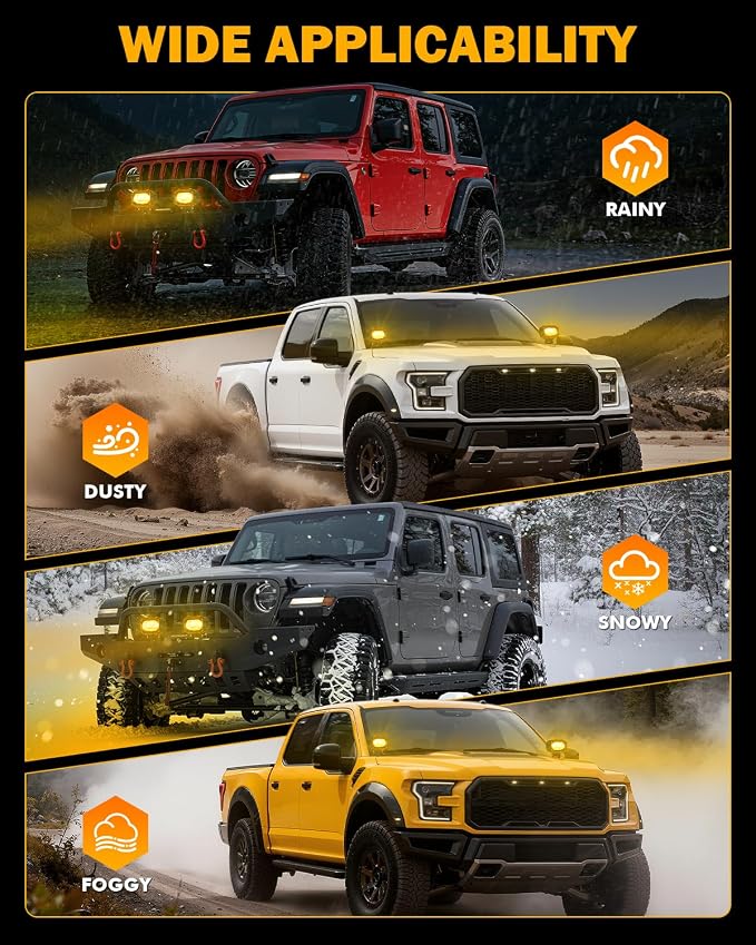 Auxbeam 4 Inch LED Pod Covers, R4 Series 2300K Dark Amber LED Pods Square Offroad Plastic Light Protective Cover Fog Lamp PC Lens Light Mask, 2 Pack (Not Fit for ZD000706)