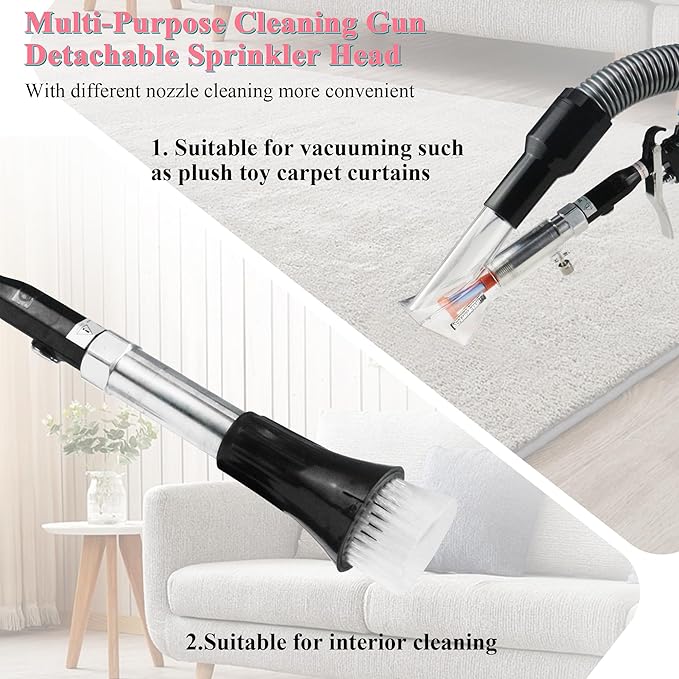 GOCCIDA 2in1 Car Interior Detailing Air Blow Gun & vacunm Gun,Multi-Purpose Cleaning Gun Detachable Sprinkler Head for Automotive Detailing, Carpet, Upholstery, Surface Cleaning
