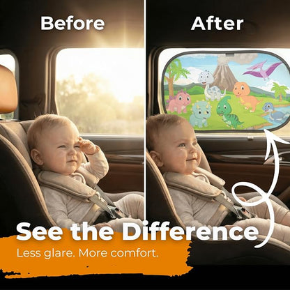 CARAMAZ Car Window Shade for Baby with Certified UV-Protection 2 Pack - 20"x12"