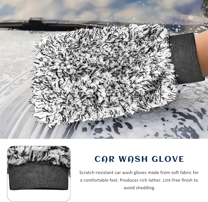 Sun Walker Car Drying Towel Set, 24"×36" Ultra Absorbent 1200 GSM Auto Cleaning Cloth with Wash Mitt & Glass Towel, Scratch-Free Streak-Free Microfiber Drying Towels for Car Truck SUV