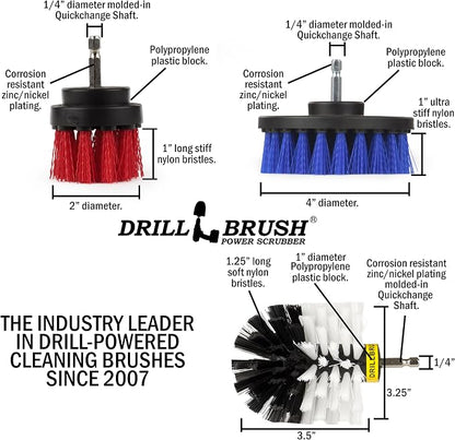Nylon Drill Brush Attachments for Cleaning Car Accessories, Carpet, Truck Interior, Fabric, Wheel, Rim, Glass, Bath, Tub, Shower, Tile, Grout, Boat Hull, Seats - Drill Brush for Car Detailing Supplies