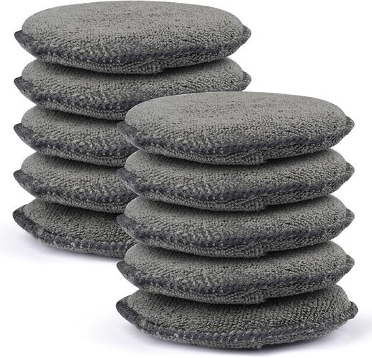 10 Pack Wax Applicator Pads, Microfiber Applicator Pad with Finger Pocket, Foam Car Wax Applicator Pad for Car Cleaning and Polishing (Gray)