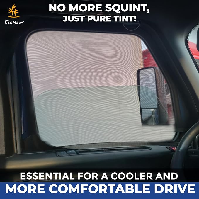 EcoNour Truck 2-Pack Side Window Shade | Stretchable & Breathable Mesh Privacy Blackout Sunshade for Semi Truck - Kenworth T680 / Peterbilt 589, Peterbilt 579 (XXXL 30" x 48")