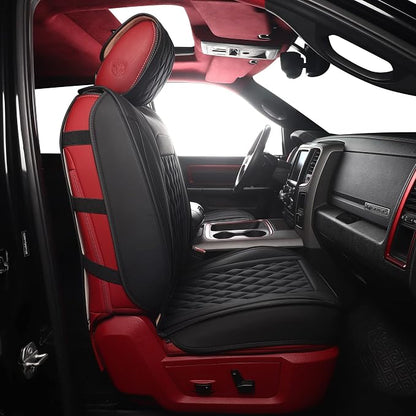 JOJOBAY Car Seat Covers for Dodge Ram,Fit 2009-2025 1500/2500/3500 HD Pick-up Truck,Crew,Regular,Quad,Mega Cab,Waterproof Synthetic Leather Seat Covers(2PCS-Front,Black)