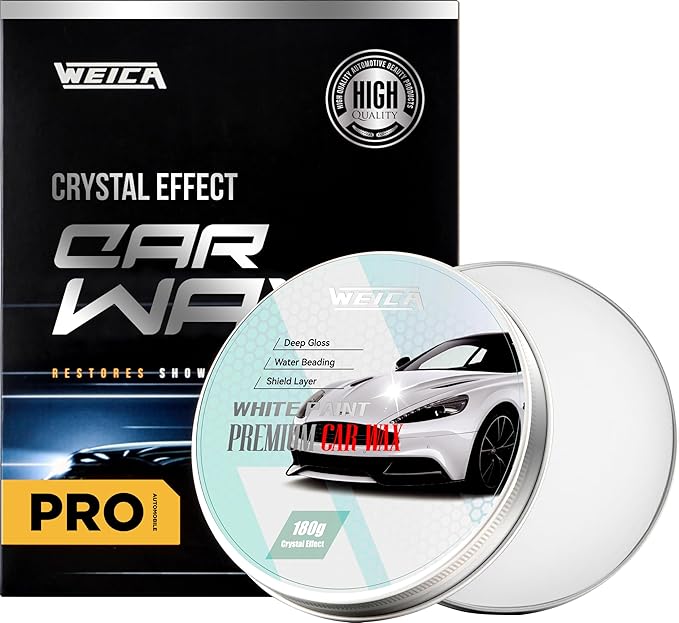 Car Wax for Light & Metallic Cars | White, Silver, Pearl | Anti-Yellowing Carnauba | 90° Water Beading & UV Shield