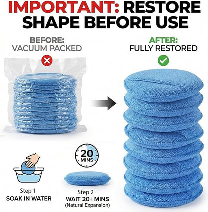 Wax Applicator Pad (15 Pack)，5 Inch Microfiber Wax Applicator Pads，Washable Reusable Car Wax Applicator Buffing Pads for Car Cleaning, Polishing and Detailing（10 Blue and 5 Gray）