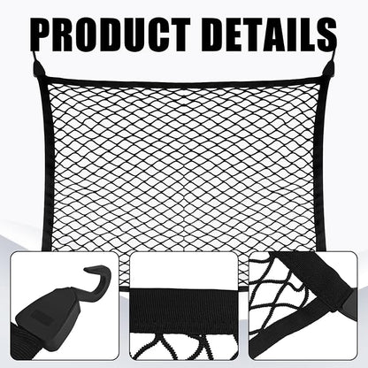 Elastic Cargo Net for SUV Trucks, Ceiling Cargo Net, Adjustable Trunk Mesh Net Organizer 32" X 24" Stretch to 63"X43" with Hooks, Universal Car Rear Trunk Bed Netting Storage Accessories（Black）