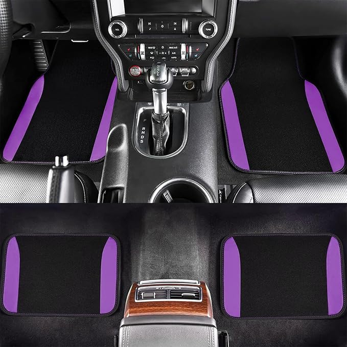 Flying Banner Car Seat Covers Front Seats Rear Bench Polyester car seat Protectors Easy installations Rear Bench Split Classic man Lady Truck (Full Set - Low Back - Combo Pack, Black Purple)