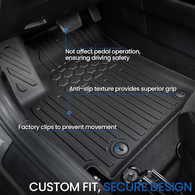 Floor Mats Set for 2024-2026 Kia Seltos Without Subwoofer, All Weather TPE Floor Liners Trunk Mat Cargo Liner with Backrest Mat Accessories