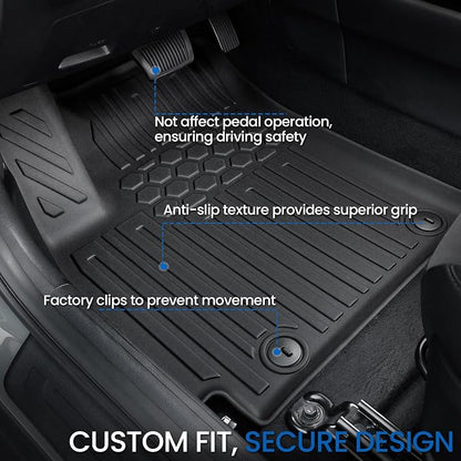 Floor Mats Set for 2024-2026 Kia Seltos Without Subwoofer, All Weather TPE Floor Liners Trunk Mat Cargo Liner with Backrest Mat Accessories